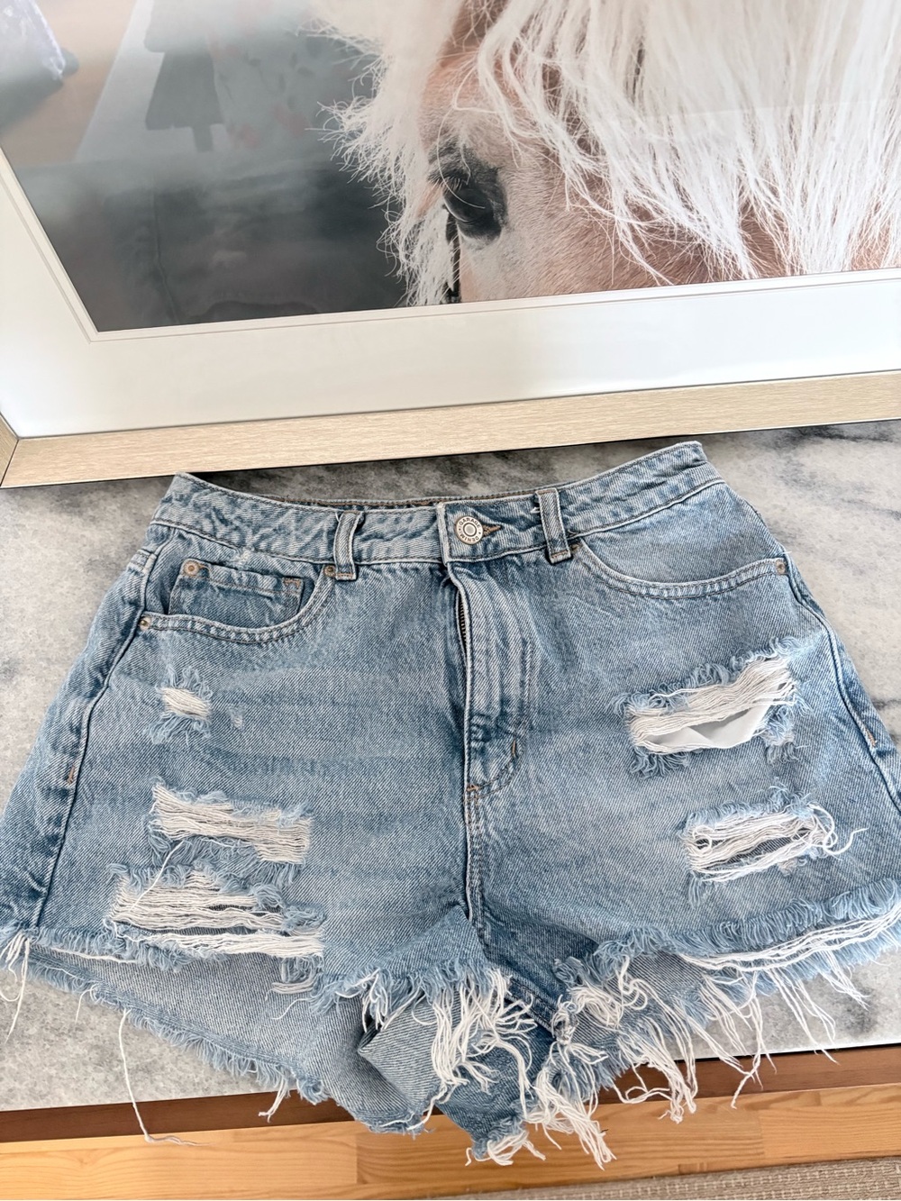 Garage Light Blue Denim Jean Shorts